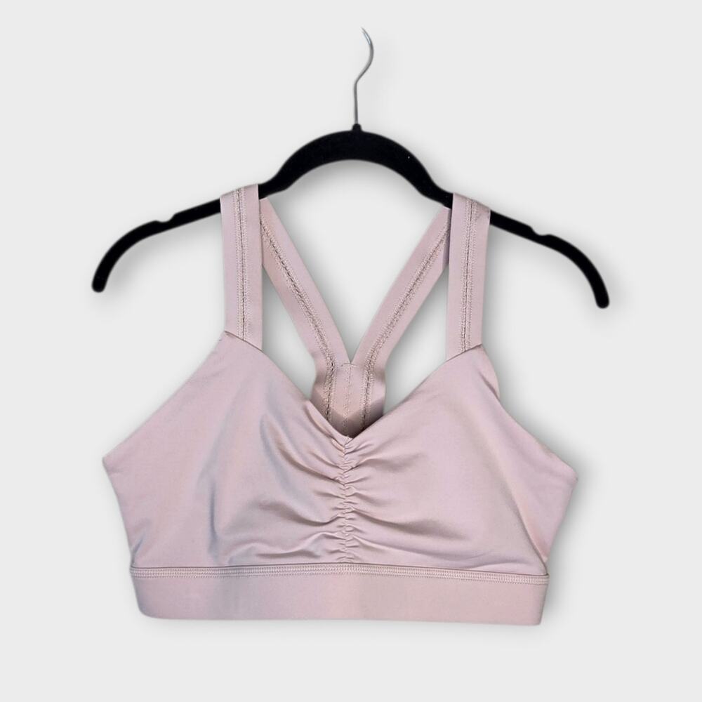 Handful Y-Back Sports Bra Blush Beige High Impact Running Women's Large